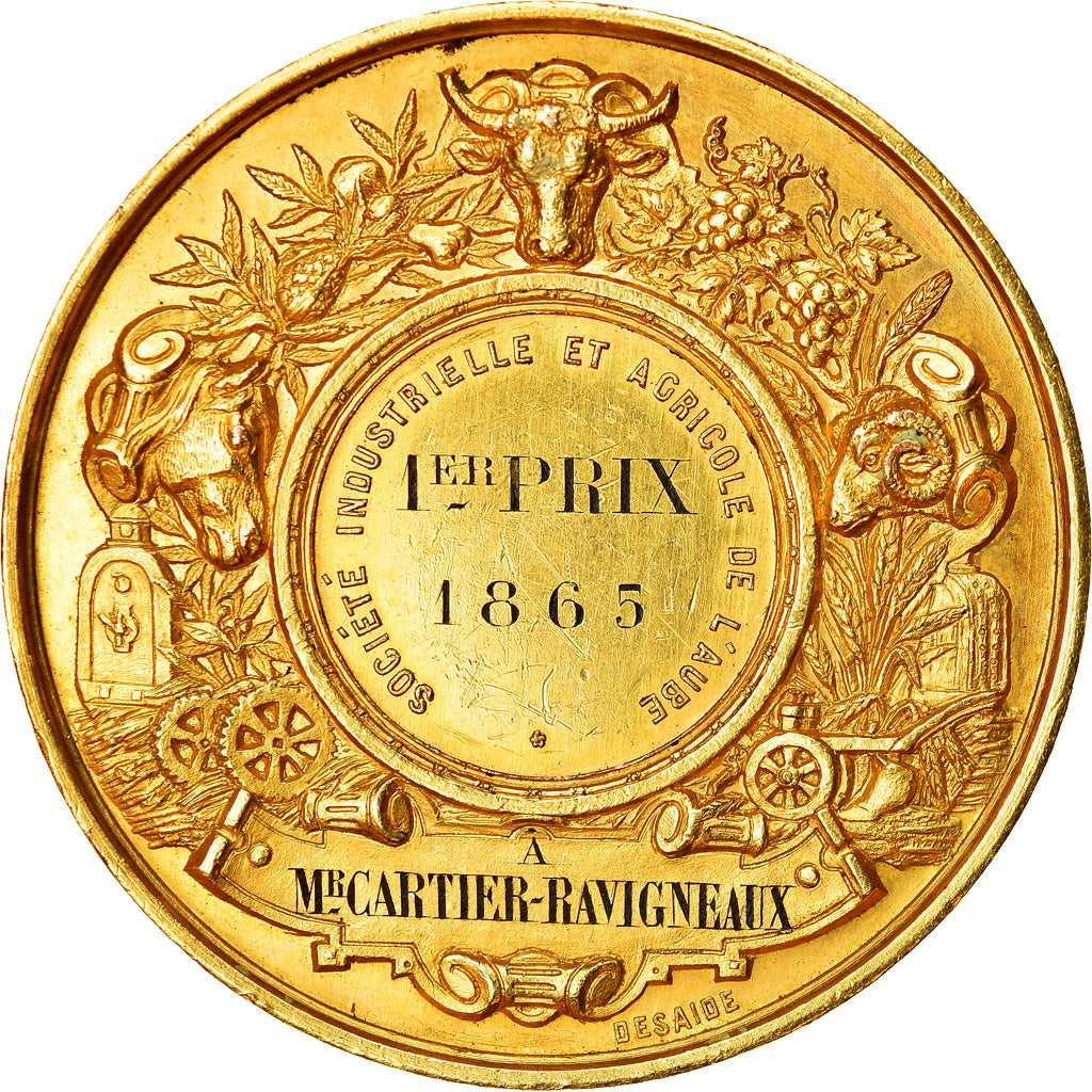 France, Medal, Napoléon III, Société Industrielle et Agricole de l'Aube