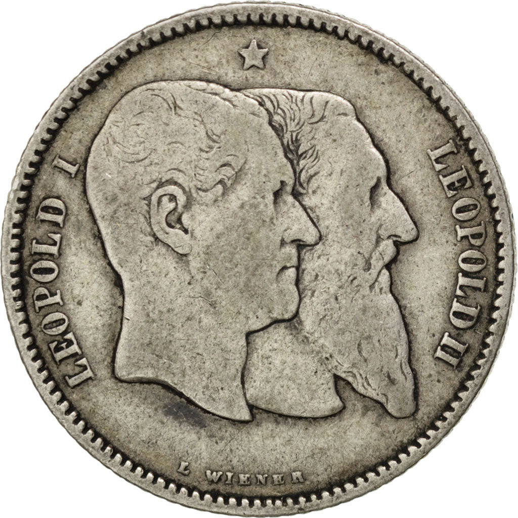 Belgio, Leopold II, Franc, 1880, MB, Argento, KM:38