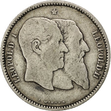 Belgio, Leopold II, Franc, 1880, MB, Argento, KM:38