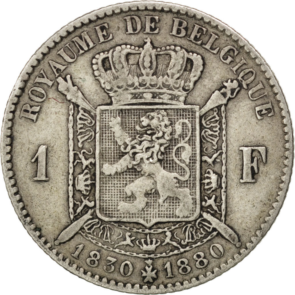 Belgio, Leopold II, Franc, 1880, MB, Argento, KM:38