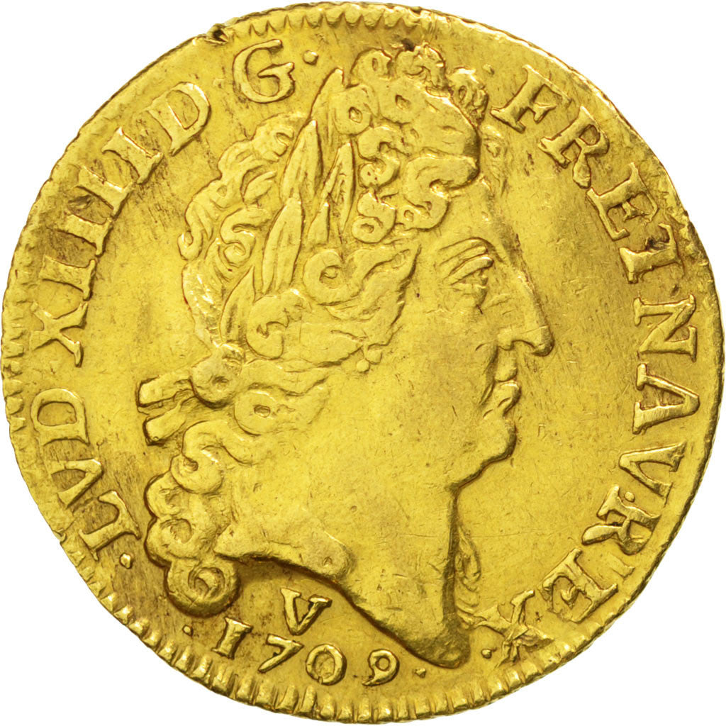 Louis XIV, Louis d'or au soleil 1709 Troyes, KM 390.17