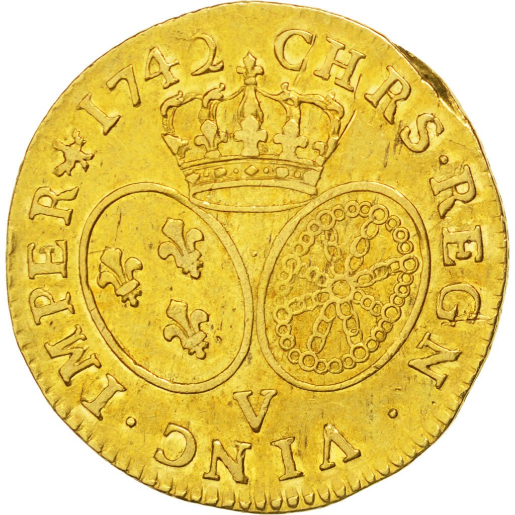 FRANCE, Louis d'or au bandeau, Louis D'or, 1742, Troyes, KM #513.21, EF(40-45),.