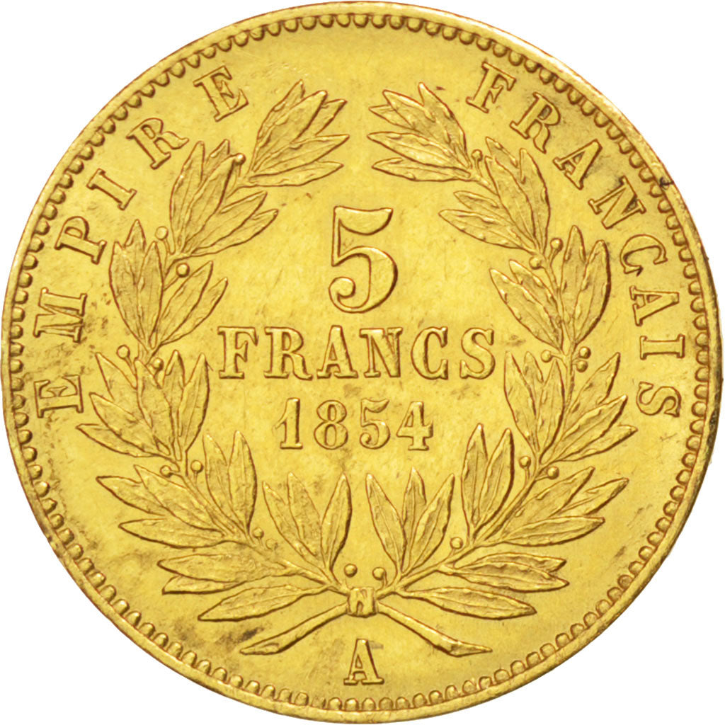Second Empire, 5 Francs or Napoléon III petit module 1854 Paris, KM 783