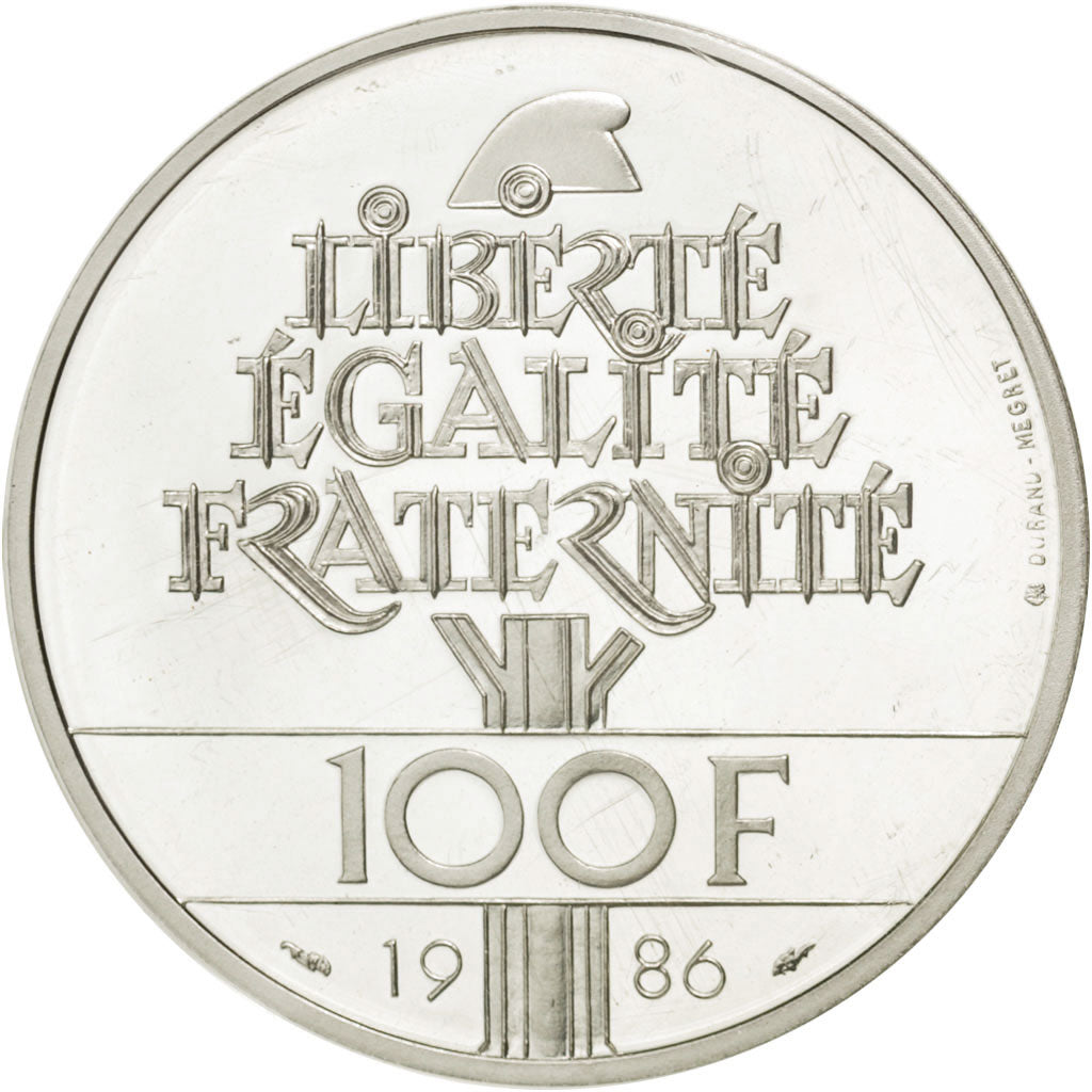 FRANCE, 100 Francs, 1986, KM #960a, MS(65-70), Silver, Gadoury #901, 15.00