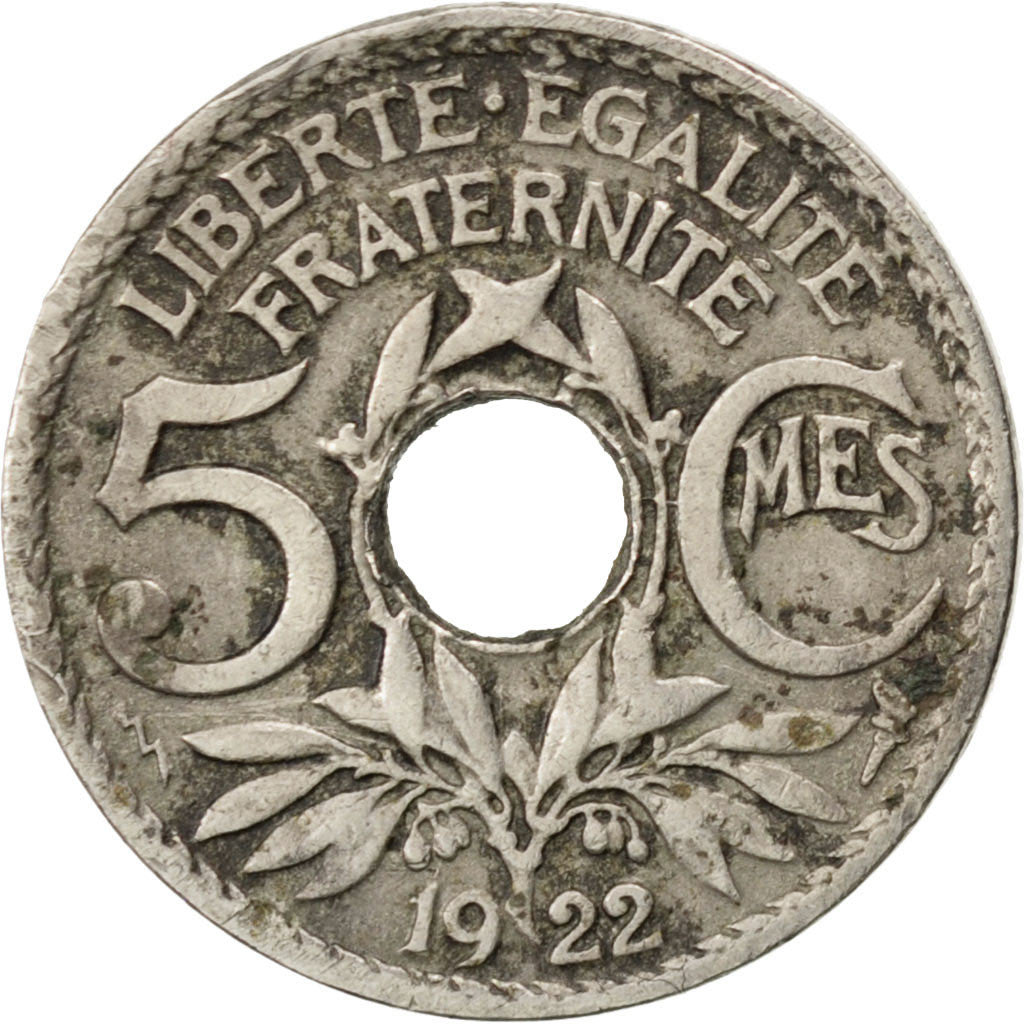 Münze, Frankreich, Lindauer, 5 Centimes, 1922, Poissy, S, Copper-nickel