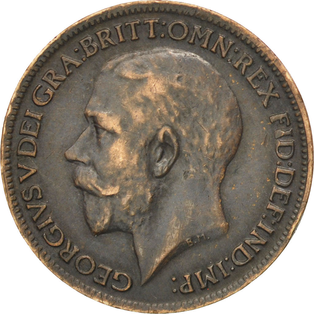 GREAT BRITAIN, Farthing, 1917, KM #808.1, EF(40-45), Bronze, 20, 2.82