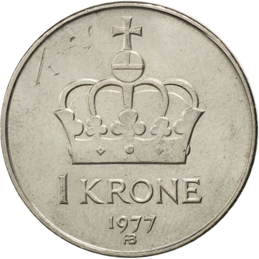 Coin, Norway, Olav V, Krone, 1977, AU(50-53), Copper-nickel, KM:419