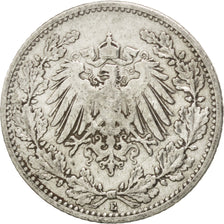 GERMANY - EMPIRE, 1/2 Mark, 1905, Muldenhütten, KM #17, EF(40-45), Silver, 20,..