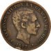 Spagna, Alfonso XII, 10 Centimos, 1877, MB+, Bronzo, KM:675