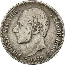Moneda, España, Alfonso XII, 2 Pesetas, 1879, BC+, Plata, KM:678.1