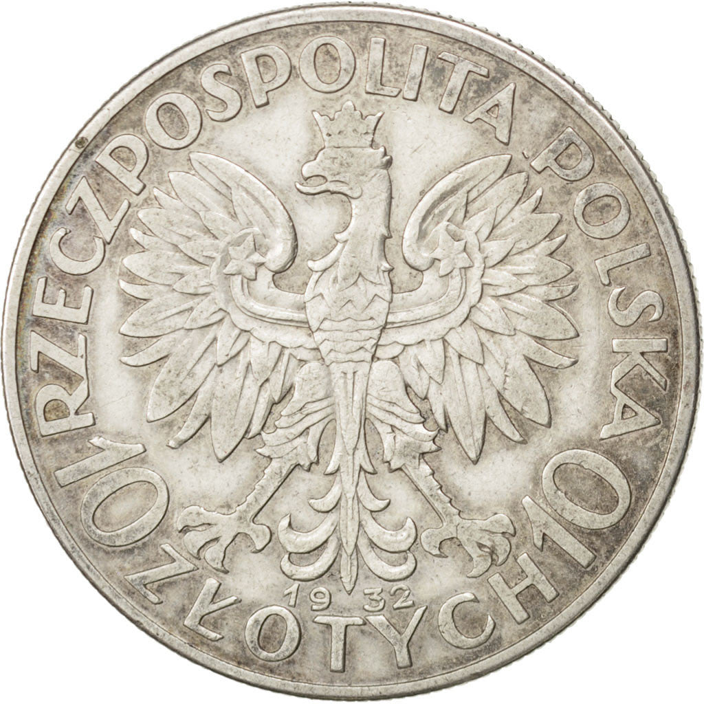 POLAND, 10 Zlotych, 1932, Warsaw, KM #22, EF(40-45), Silver, 34, 21.82