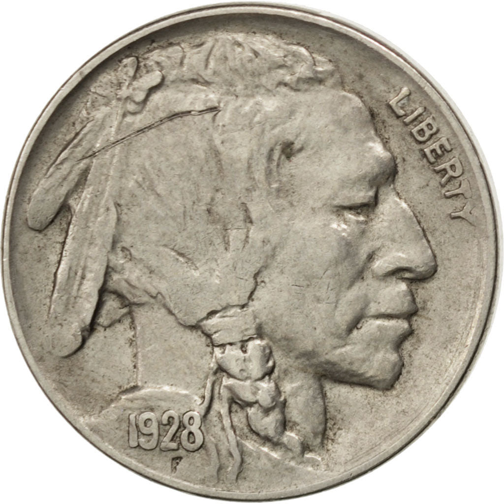 Stati Uniti, Buffalo Nickel, 5 Cents, 1928, U.S. Mint, Philadelphia, BB, Rame...