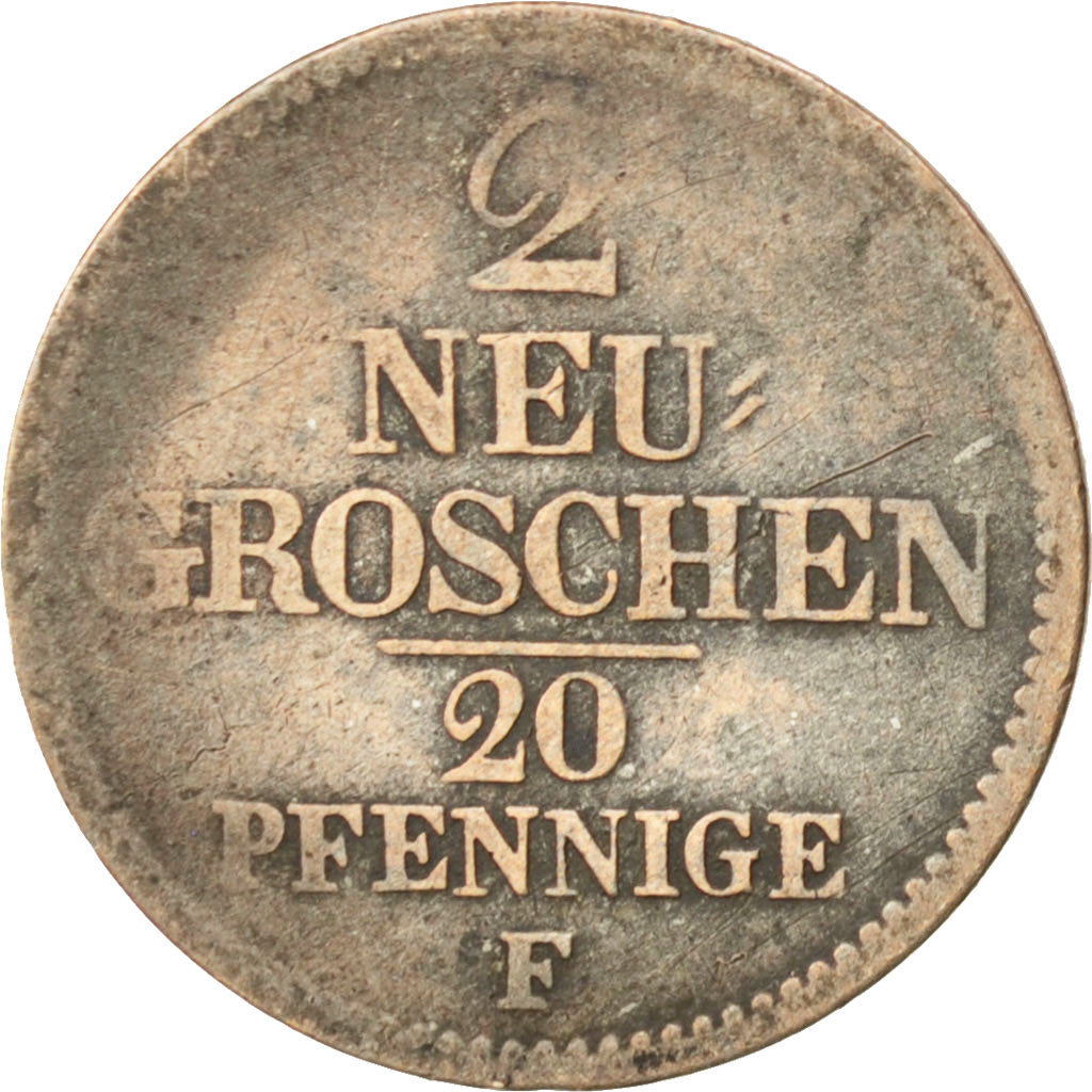 GERMAN STATES, 2 Neu-Groschen, 20 Pfennig, 1852, KM #1160, VF(20-25), Silver,...