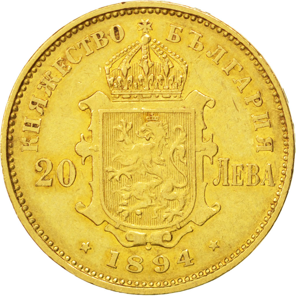 BULGARIA, 20 Leva, 1894, Kormoczbanya, KM #20, EF(40-45), Gold, 6.43