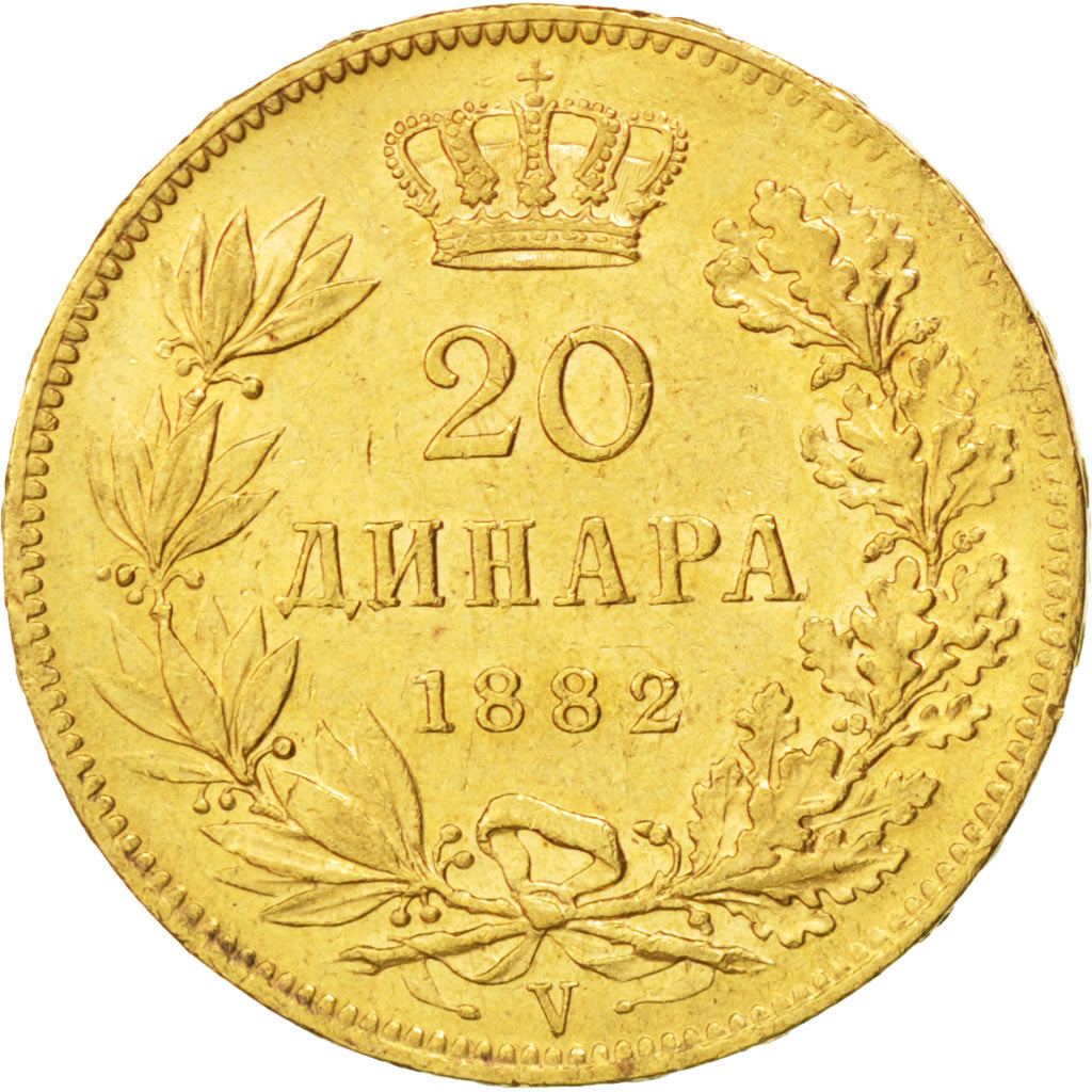 Serbie, Milan IV Obrenovitch, 20 Dinars 1882 Vienne, KM 17.1