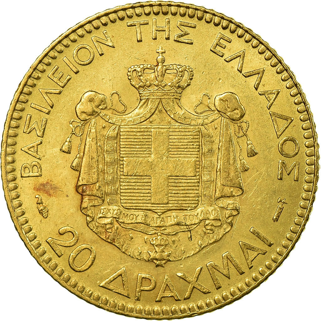 Coin, Greece, George I, 20 Drachmai, 1884, Paris, AU(55-58), Gold, KM:56