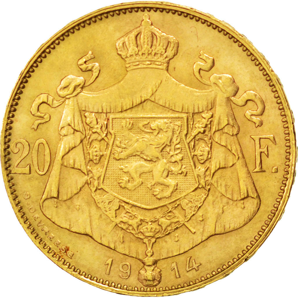 Belgique, Albert Ier, 20 Francs or 1914 légende française, KM 78