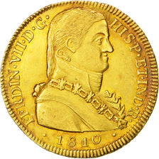 CHILE, Onza, 8 Escudos, 1810, Santiago, KM #72, AU(55-58), Gold, 38, 27.00