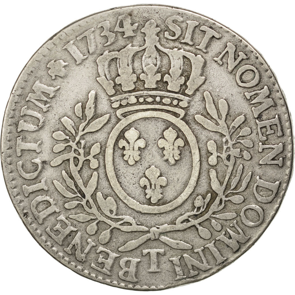 Louis XV, Ecu aux branches d'olivier 1734 Nantes, KM 486.20