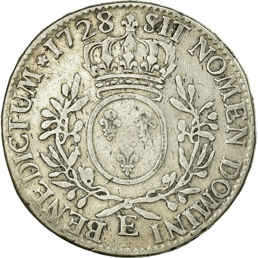 France, Louis XV, Ecu, Écu aux branches d'olivier, 1728, Tours, Silver