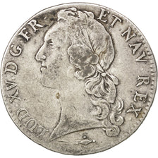 Monnaie, France, Louis XV, Écu au bandeau, Ecu, 1752, Lyon, TB, Argent
