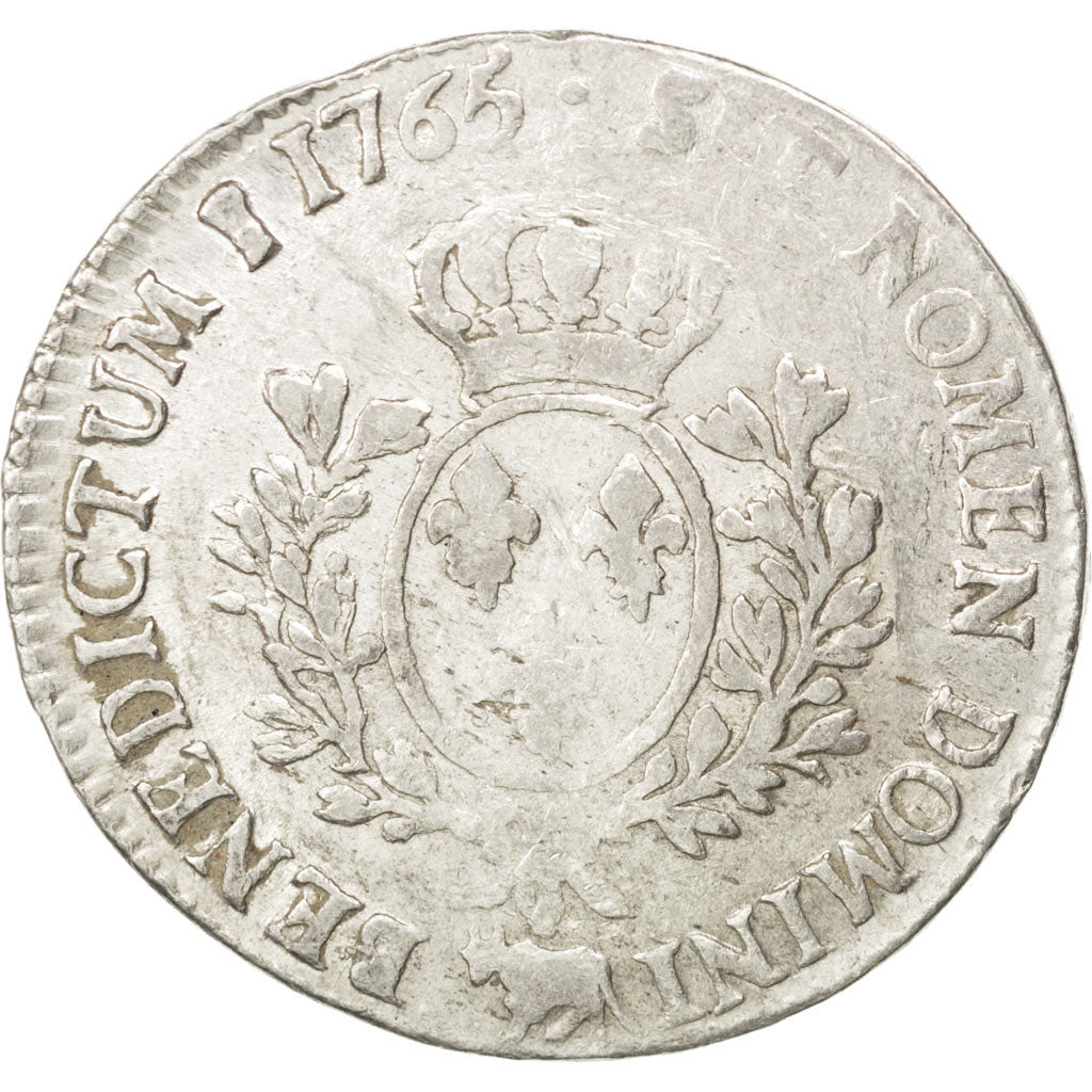FRANCE, Écu de Béarn au bandeau, ECU, 1765, Pau, KM #518, VF(20-25), Silver, Ga.
