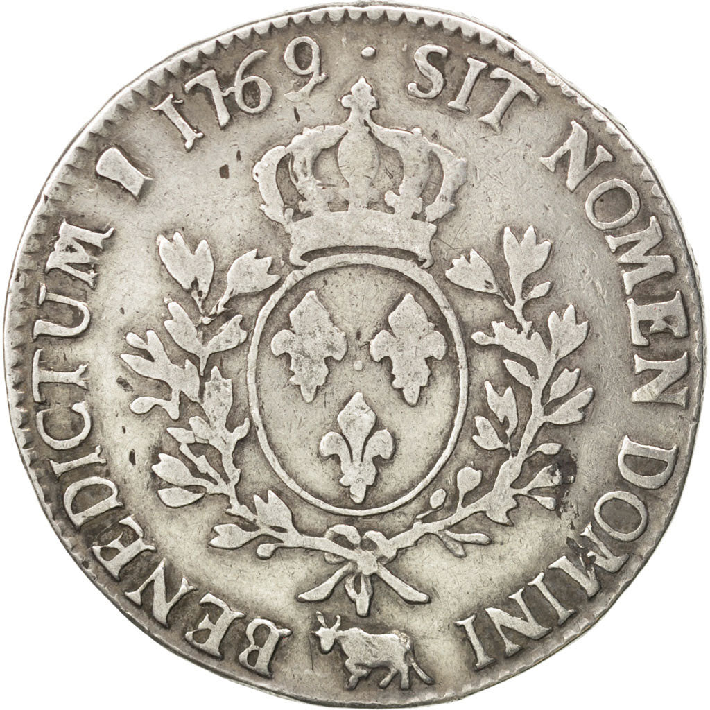 FRANCE, Écu de Béarn au bandeau, ECU, 1769, Pau, KM #518, VF(20-25), Silver, Ga.