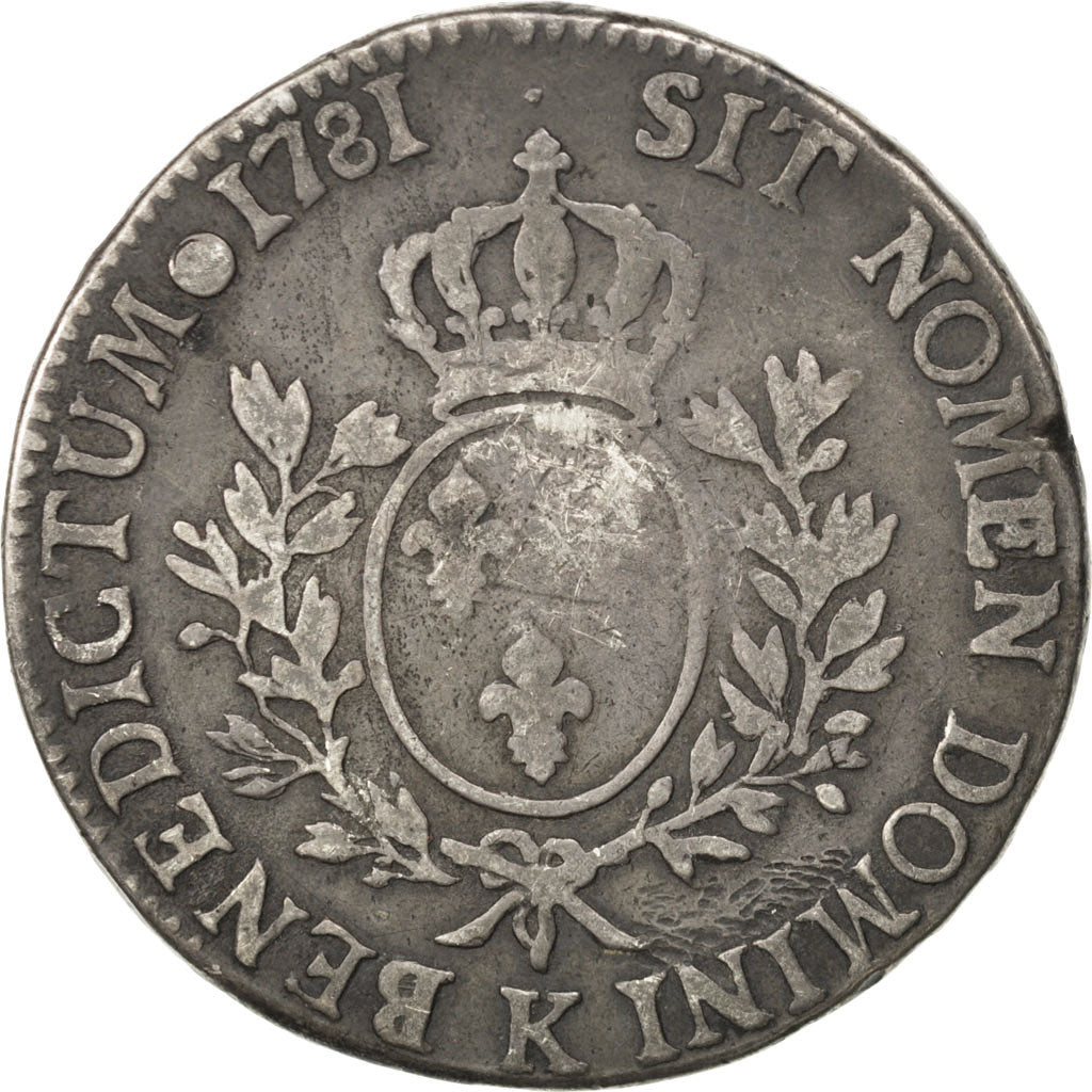 Francia, Louis XVI, Écu aux branches d'olivier, Ecu, 1781, Bordeaux, B+, Arg...