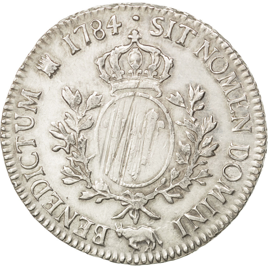 FRANCE, Écu de Béarn aux branches d'olivier, ECU, 1784, Pau, KM #572, VF(20-25),