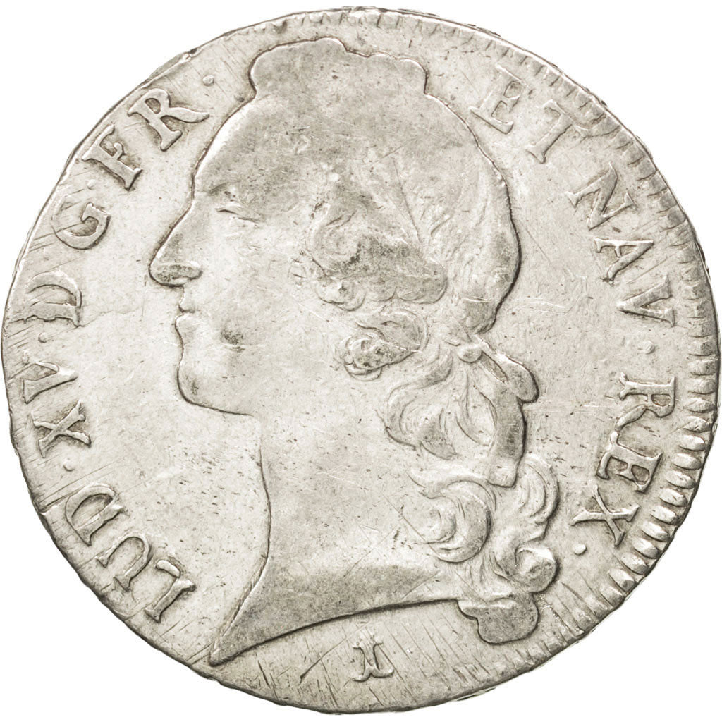 FRANCE, Écu au bandeau, ECU, 1747, Montpellier, KM #512.14, VF(20-25), Silver, .