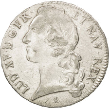 FRANCE, Écu au bandeau, ECU, 1747, Montpellier, KM #512.14, VF(20-25), Silver, .