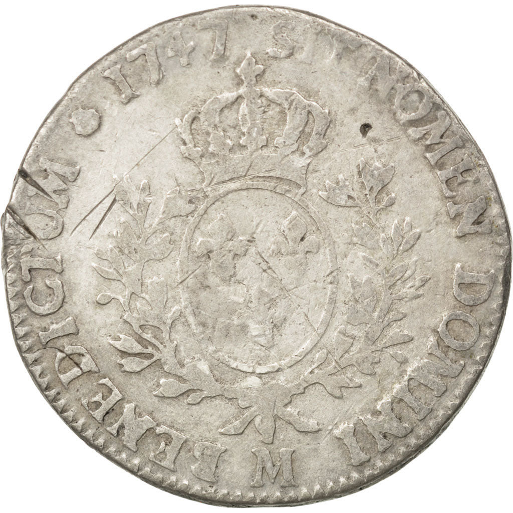 FRANCE, Écu au bandeau, ECU, 1747, Toulouse, KM #512.13, VG(8-10), Silver, ...