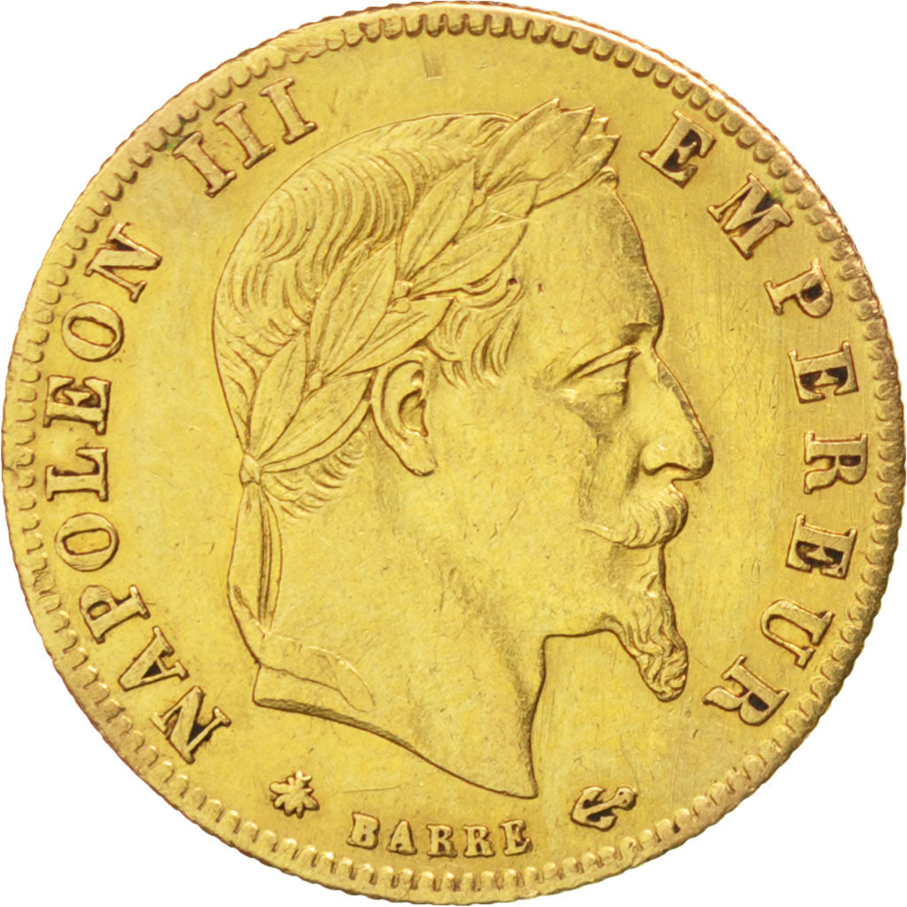 FRANCE, Napoléon III, 5 Francs, 1868, Paris, KM #803.1, AU(50-53), Gold, Gadoury