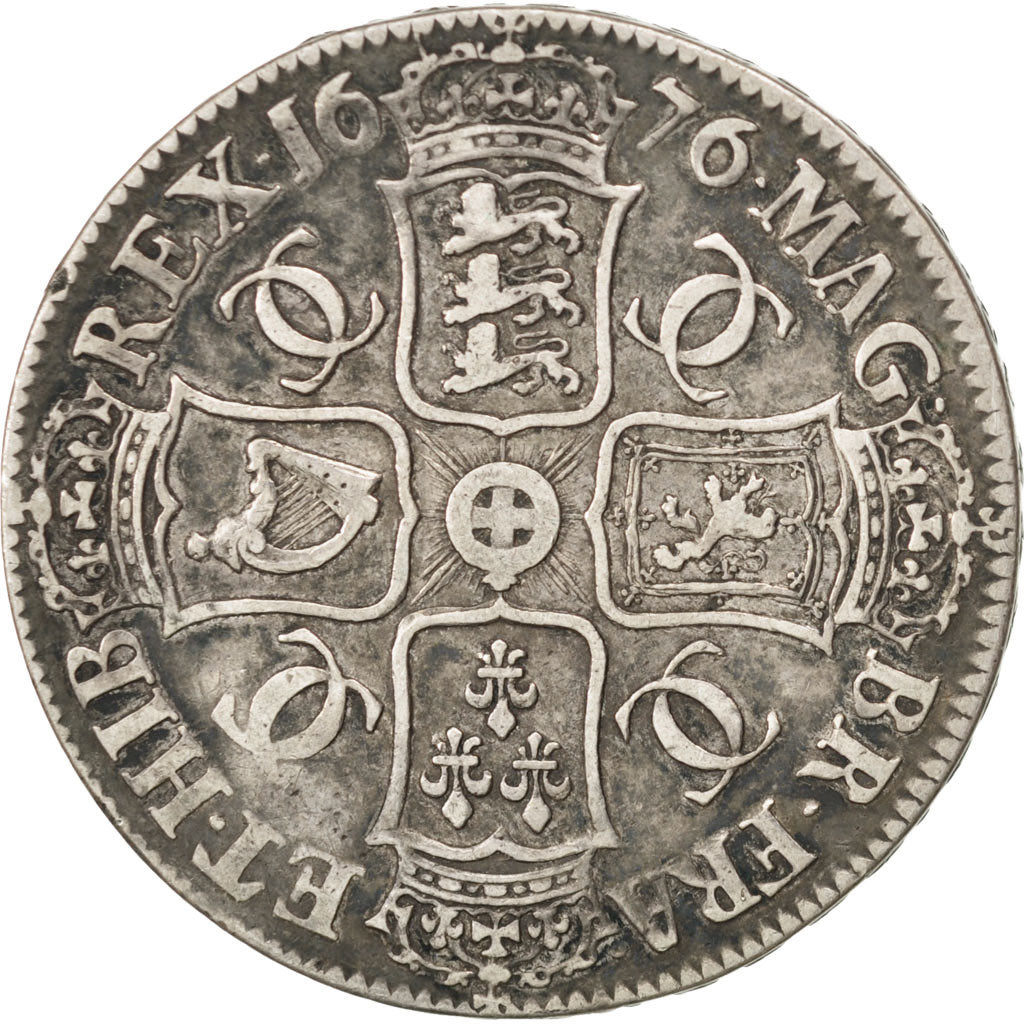 Gran Bretagna, Charles II, Crown, 1676, MB+, Argento, KM:435