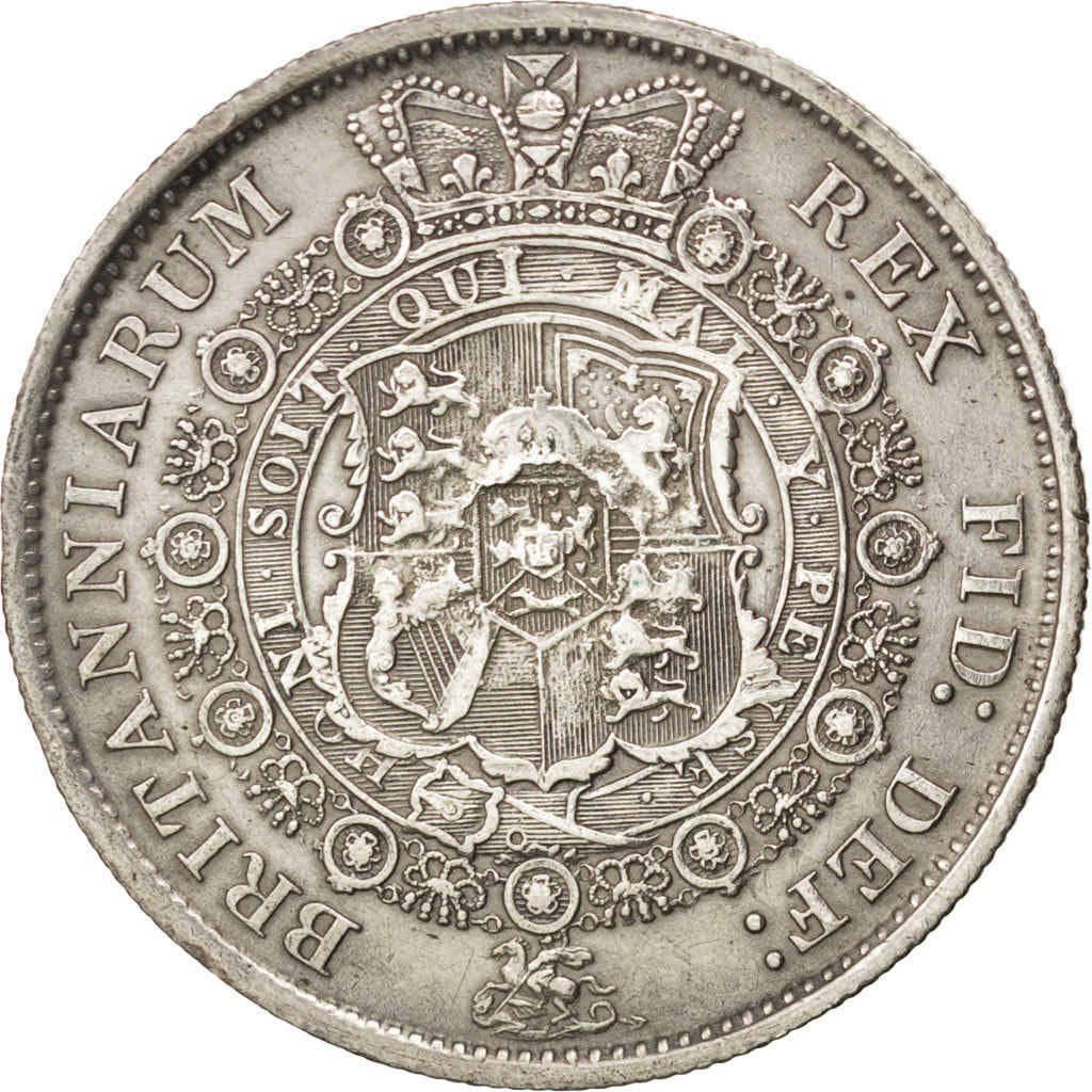 GREAT BRITAIN, 1/2 Crown, 1817, KM #667, AU(50-53), Silver, 14.09
