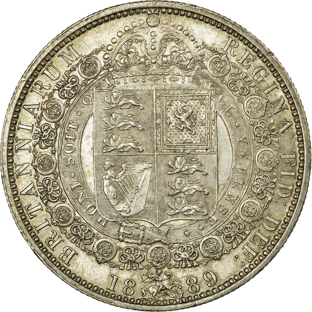 Coin, Great Britain, Victoria, 1/2 Crown, 1889, AU(55-58), Silver, KM:764