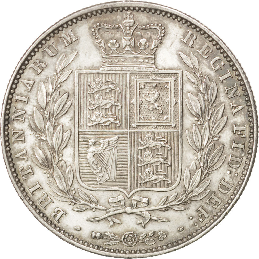 GREAT BRITAIN, 1/2 Crown, 1844, KM #740, AU(55-58), Silver, 14.15