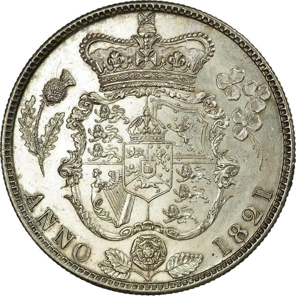 Coin, Great Britain, George IV, 1/2 Crown, 1821, AU(55-58), Silver, KM:676