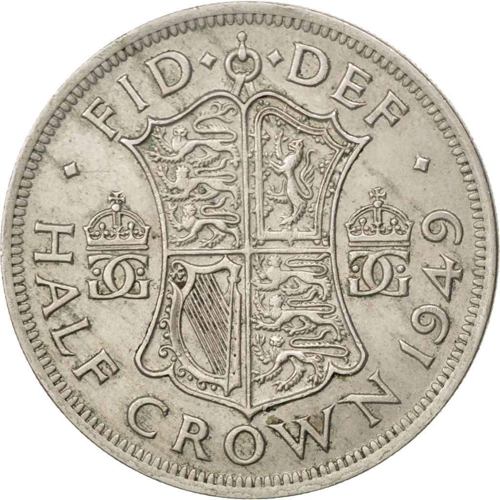 Coin, Great Britain, George VI, 1/2 Crown, 1949, AU(55-58), Copper-nickel