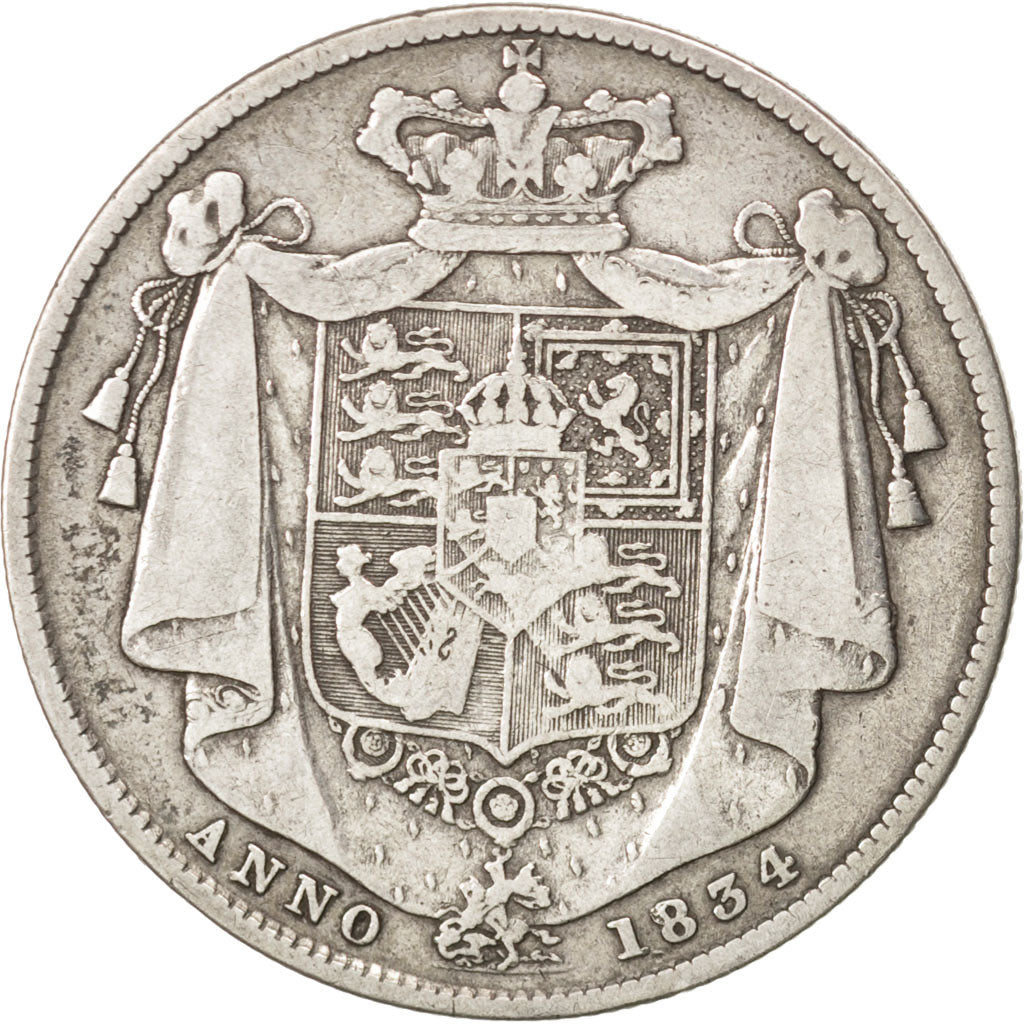 GREAT BRITAIN, 1/2 Crown, 1834, KM #714.2, VF(30-35), Silver, 13.67