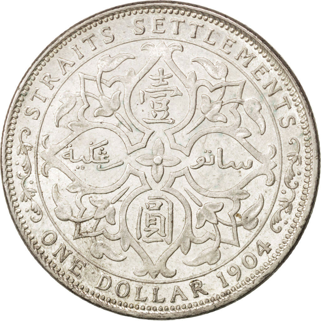 Coin, Straits Settlements, Edward VII, Dollar, 1904, AU(50-53), Silver, KM:25