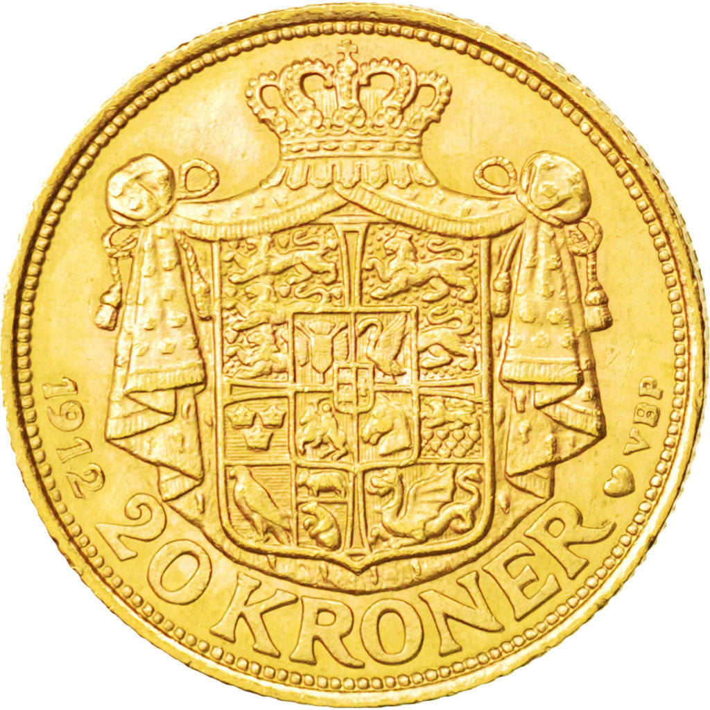 Danimarca, Frederik VIII, 20 Kroner, 1912, Copenhagen, SPL-, Oro, KM:810