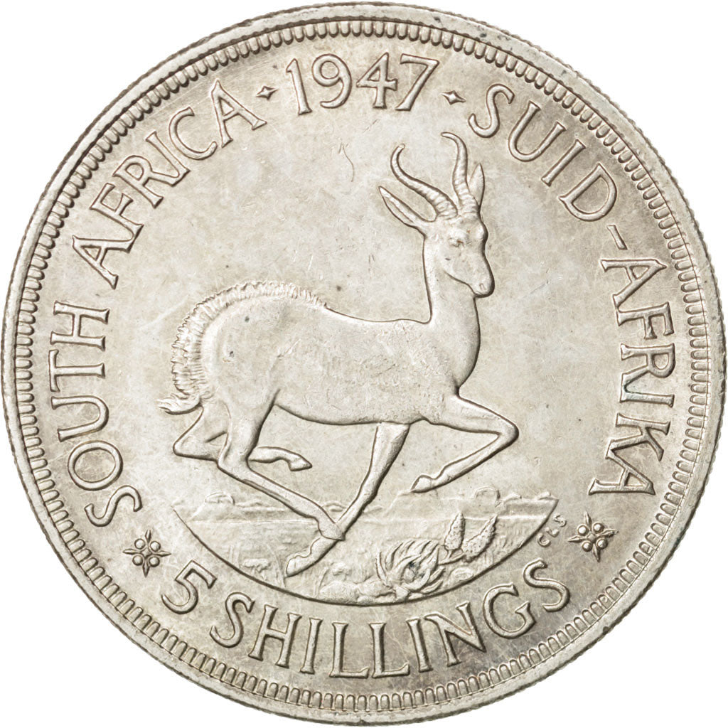 Münze, Südafrika, George VI, 5 Shillings, 1947, VZ+, Silber, KM:31