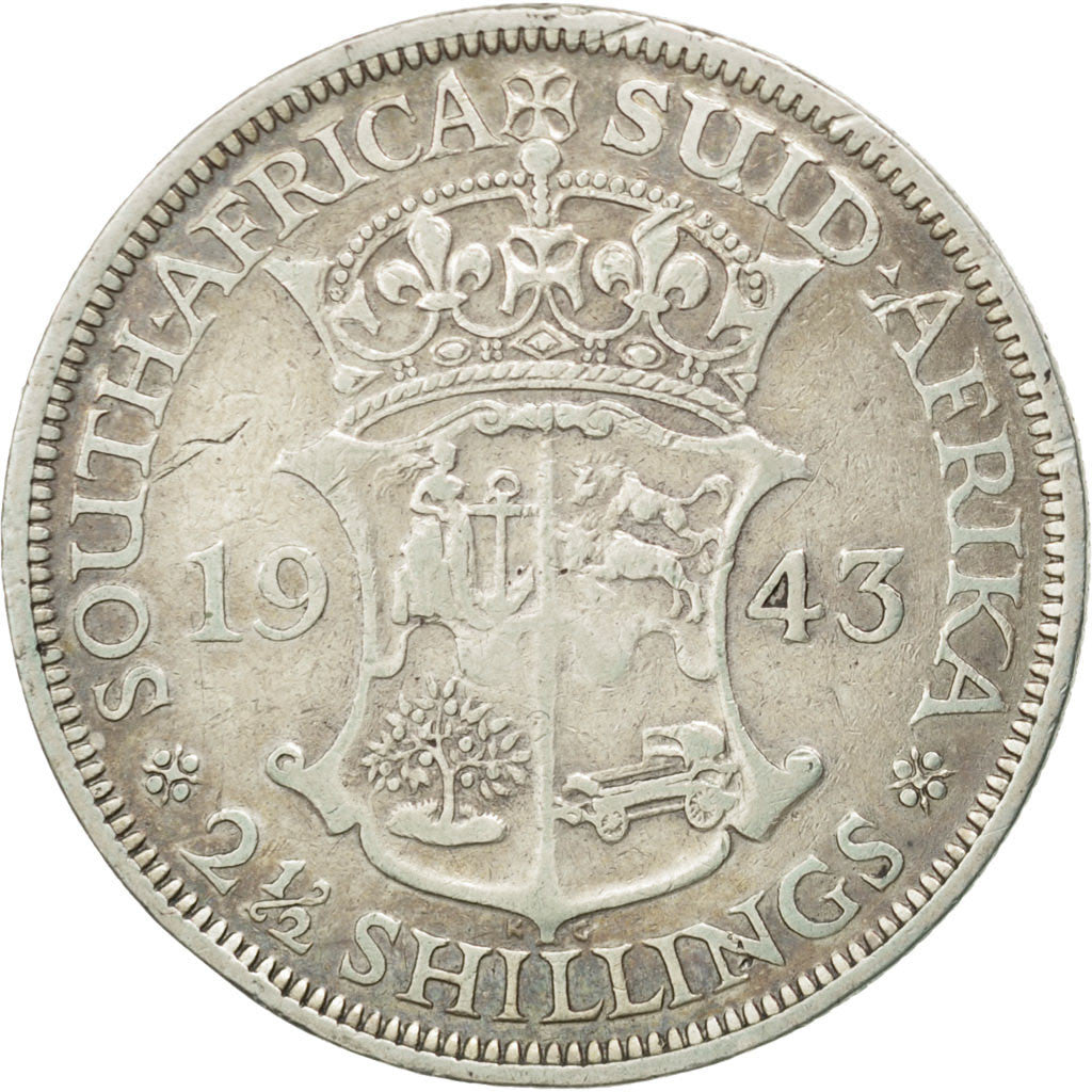 Monnaie, Afrique du Sud, George VI, 2-1/2 Shillings, 1943, TB+, Argent, KM:30