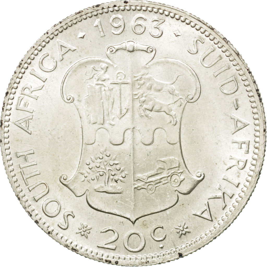 SOUTH AFRICA, 20 Cents, 1963, KM #61, MS(63), Silver, 11.31