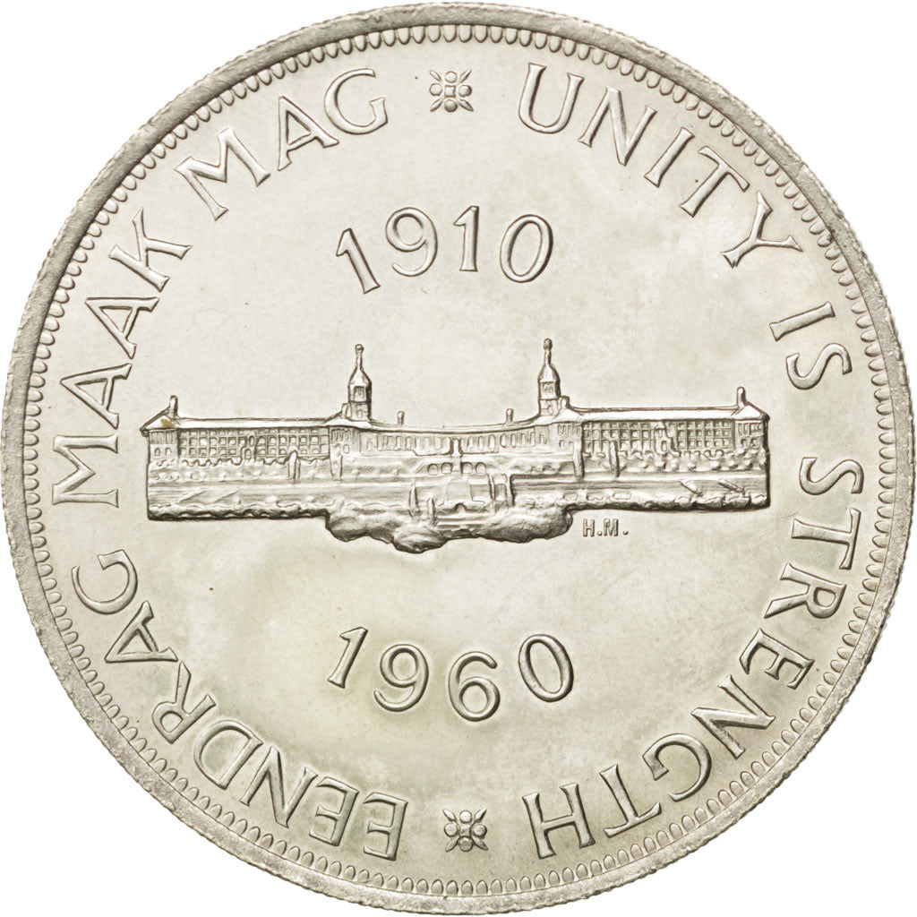 SOUTH AFRICA, 5 Shillings, 1960, KM #55, MS(63), Silver, 38.8, 28.40
