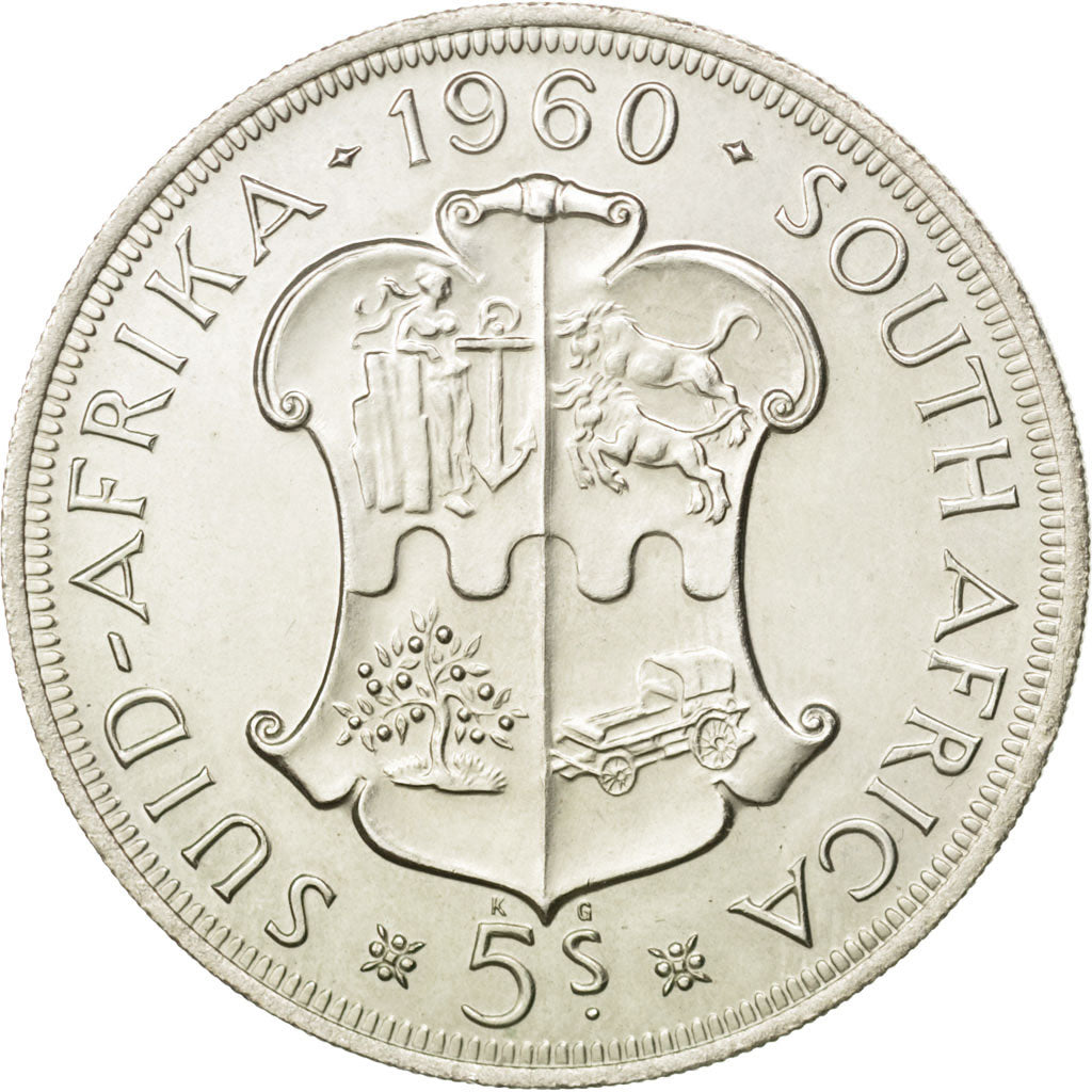 SOUTH AFRICA, 5 Shillings, 1960, KM #55, MS(63), Silver, 38.8, 28.40