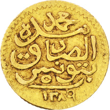 TUNISIA, 5 Piastres, 1872, KM #169, EF(40-45), Gold, 0.94