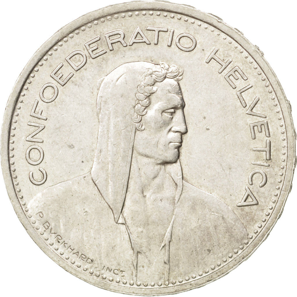 Coin, Switzerland, 5 Francs, 1954, Bern, MS(60-62), Silver, KM:40