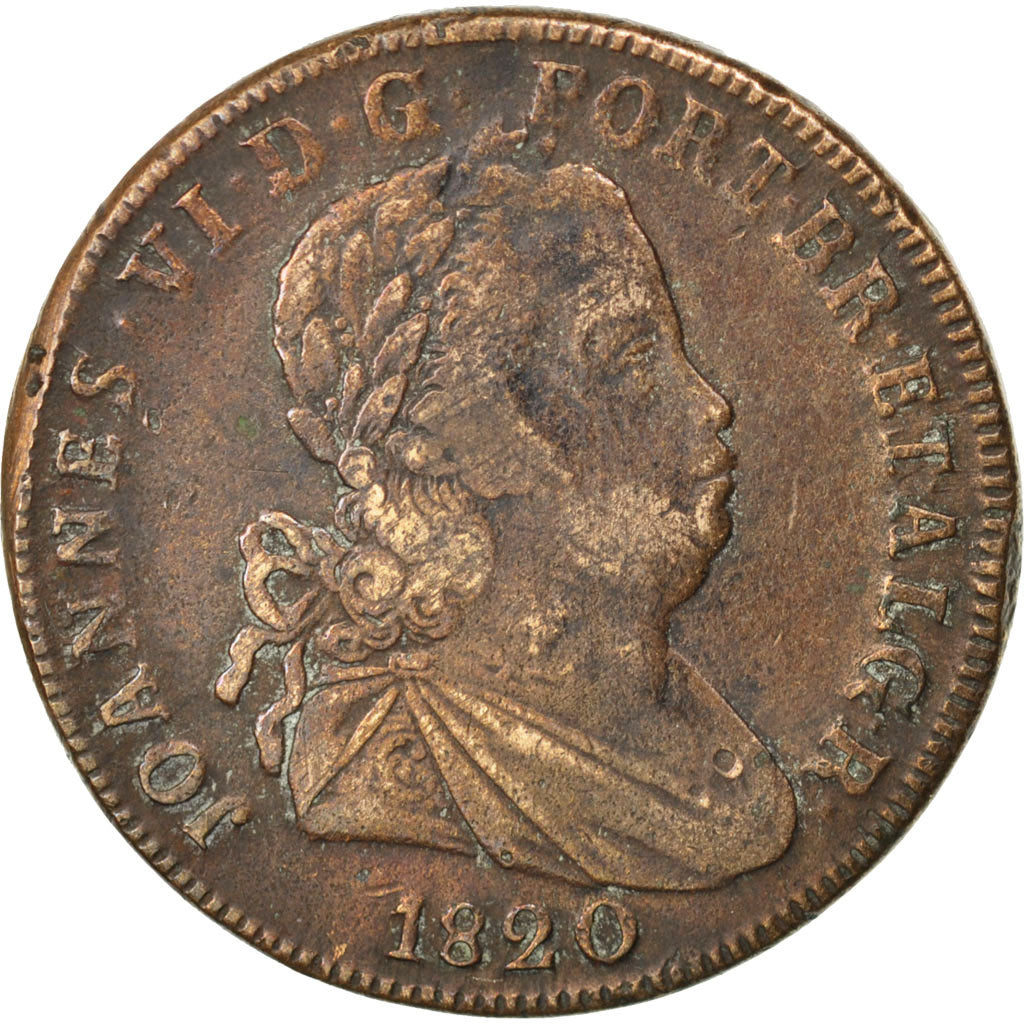 PORTUGAL, 40 Reis, Pataco, 1820, KM #370, EF(40-45), Bronze, 37.34